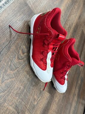Under Armour Red and White football cleats